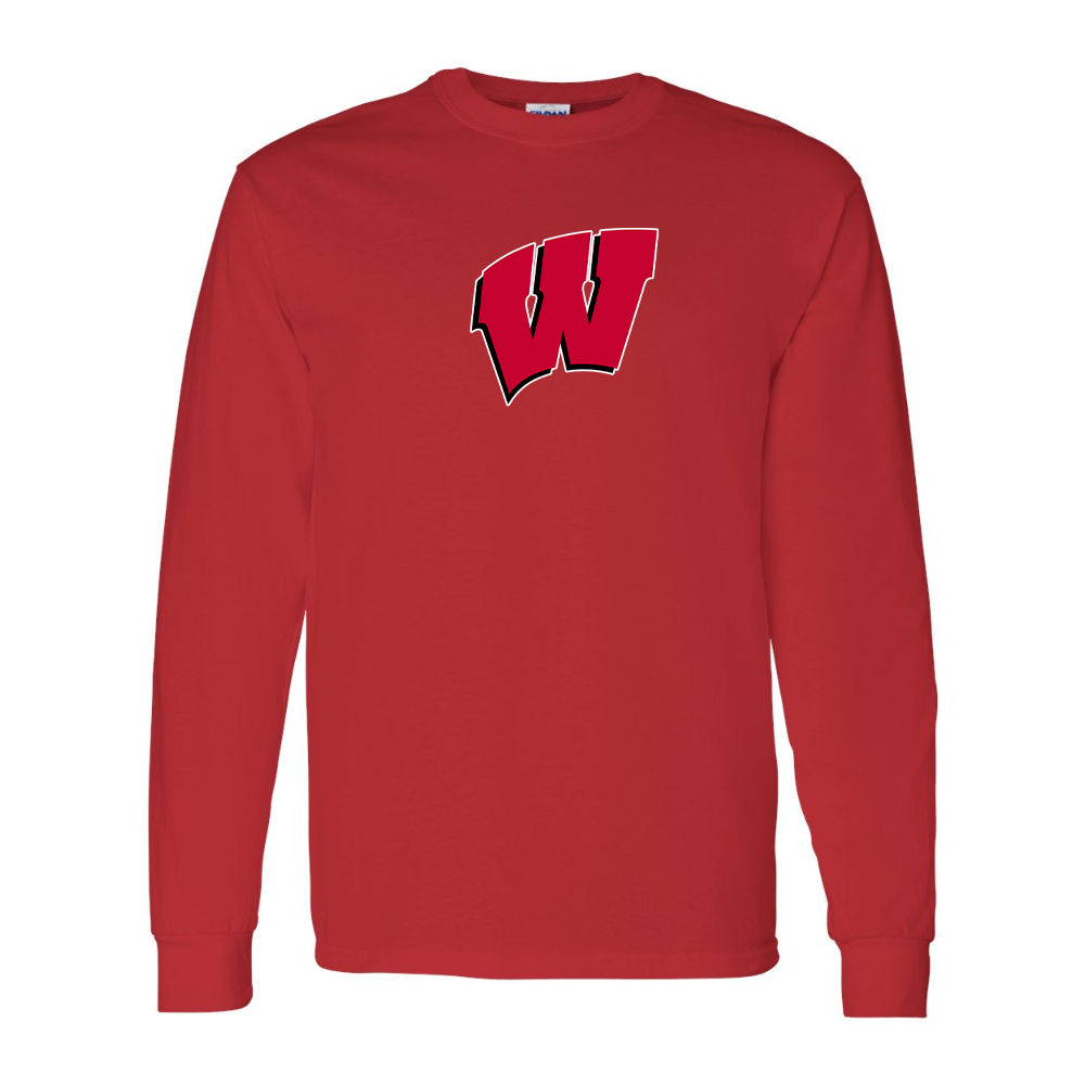 Men's Wisconsin Badgers Gildan Heavy Cotton Long Sleeve T-Shirt